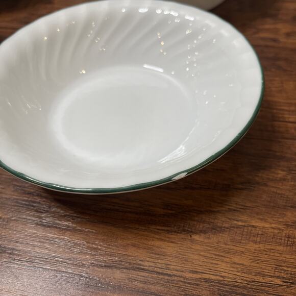 4 Corning Ware Corelle Callaway Ivy 7 1/4" Green Rim Swirl Cereal Soup Bowls - Picture 2 of 6